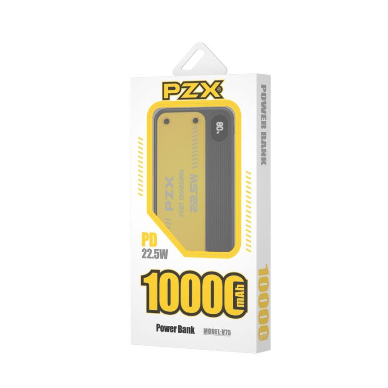 PZX V75 Power Bank 22.5W Fast Charging 10000mAh - Color: Black