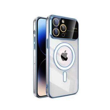 Magsafe Back Cover Wireless Charging With Camera Lens For Iphone 14 Pro Max  - Color : Blue