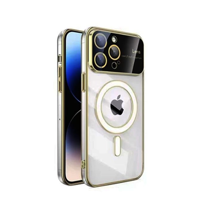 Magsafe Back Cover Wireless Charging With Camera Lens For Iphone 14 Pro Max  - Color : Gold
