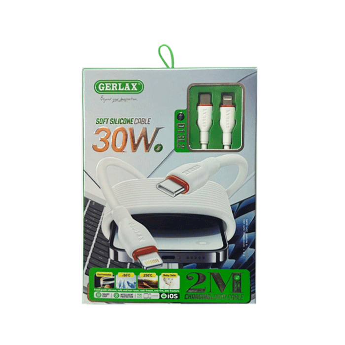 GERLAX D13L2 Type-C Cable To Lightning Cable 30W 2M - Color: White