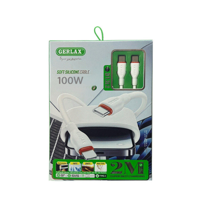 GERLAX D13T2 Type-C Cable To Type-C Cable 100W 2M - Color: White