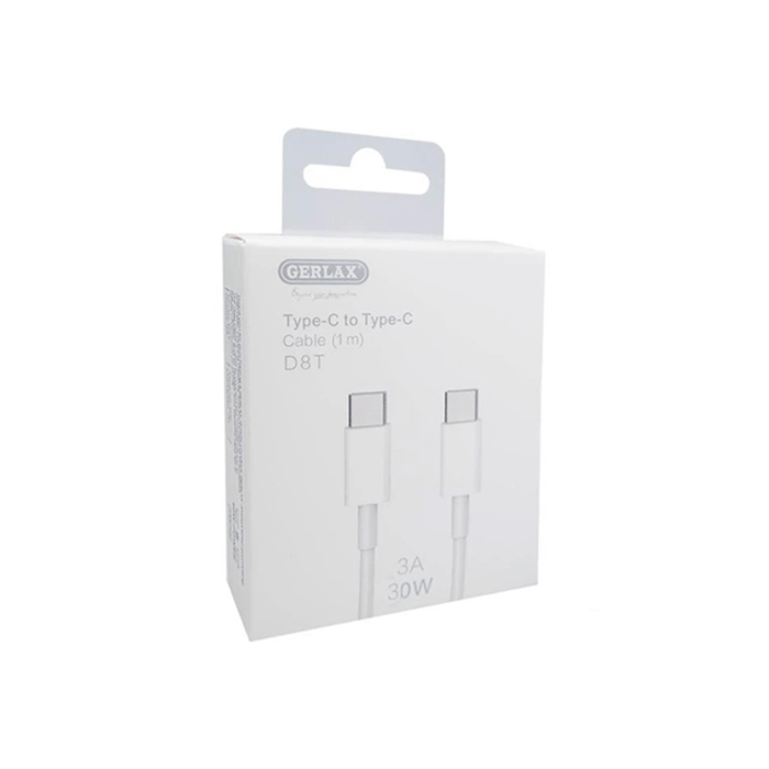 GERLAX D8T Charging Cable 3A Type-C σε Type-C 30W 1m - Color: White