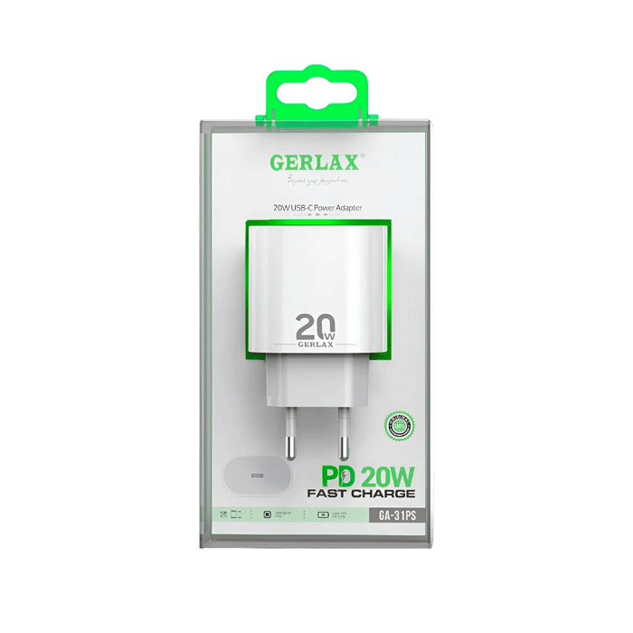 GERLAX GA-31PS Mobile Charger 20W With 1 Type-C Port - Color: White
