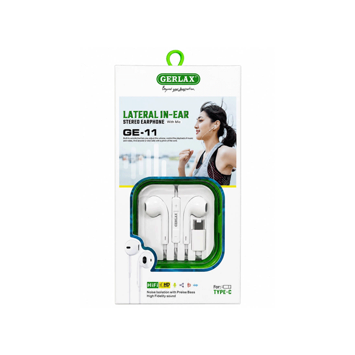 GERLAX GE-11T In-ear Type-C Earphones - Color : White