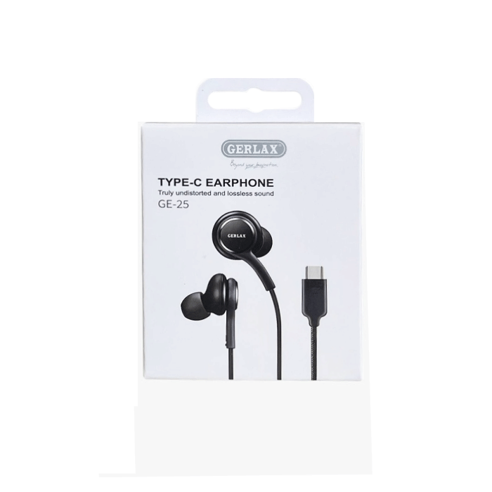 GERLAX GE-25 in-Ear in-Ear Wired Type-C Earphone 1Μ - Color: Black