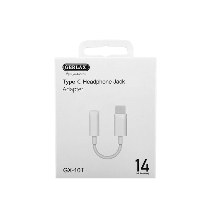 GERLAX GX-10T Converter Type-C Male To AUX 3.5mm Adapter - Color: White