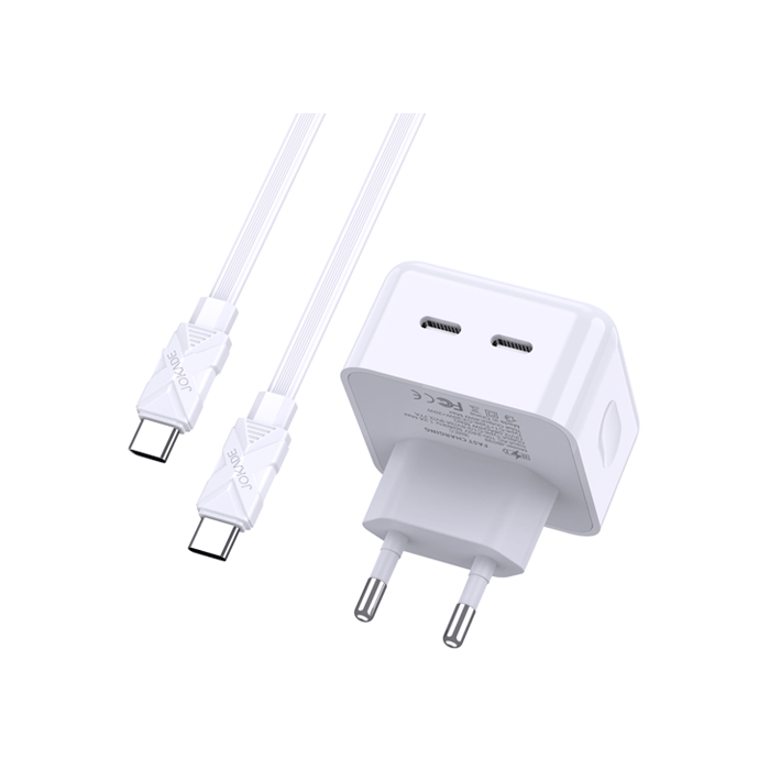 JOKADE JB040 Mobile Charger 40W With 2 Type-C Ports And Cable Type-C To Type-C - Color: White
