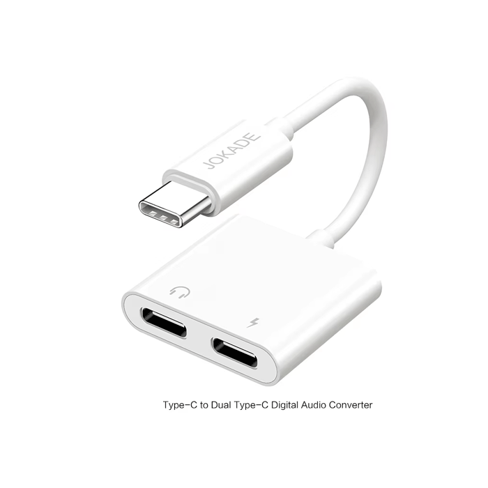 JOKADE JC027 Converter Type-C Male To Dual Type-C Adaptor - Color : White