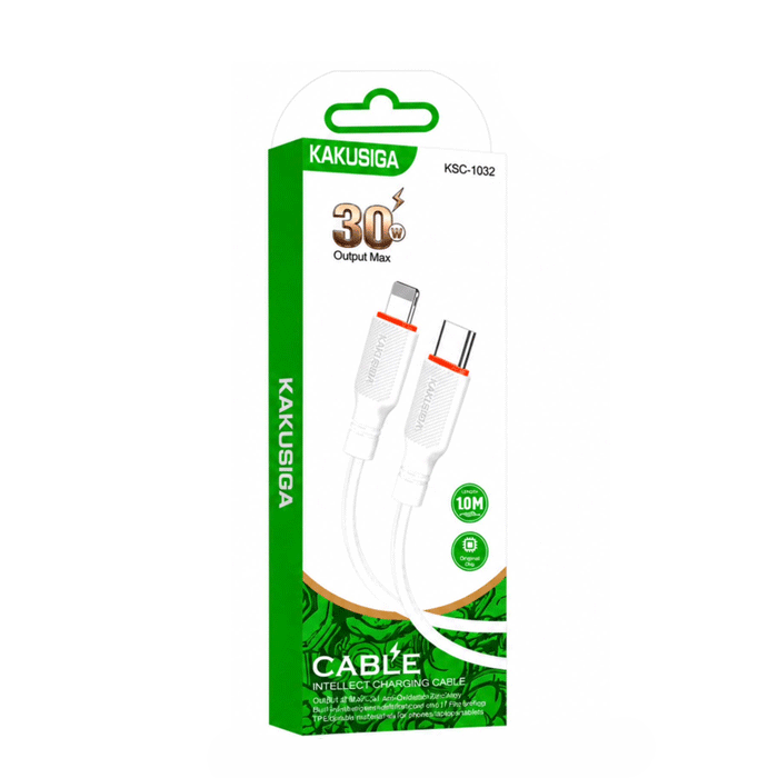 KAKUSIGA KSC-1032 Charging And DATA 1M CABLE Type-C To Lightning 30W - Color: White