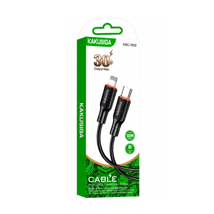 KAKUSIGA KSC-1032 Charging And DATA 1M CABLE Type-C To Lightning 30W - Color: Black