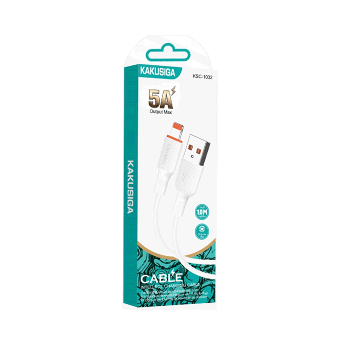 KAKUSIGA KSC-1032 Charging And DATA 1M CABLE USB Το Lightning 5A - Color: White