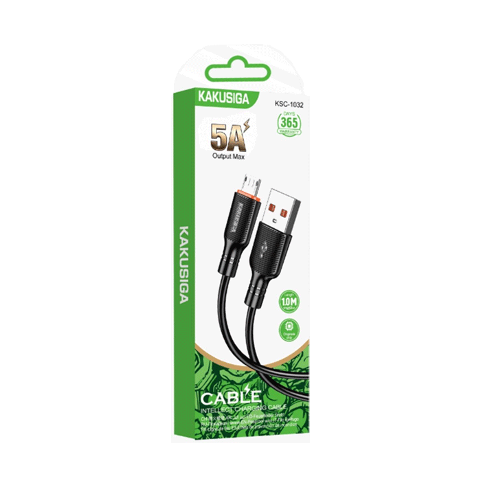 KAKUSIGA KSC-1032 Charging And DATA 1M CABLE USB Το Micro 5A - Color: Black