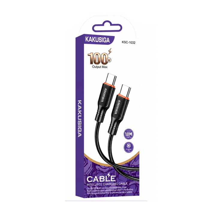 KAKUSIGA KSC-1032 Charging And DATA 1M CABLE Type-C To Type-C 100W - Color: Black