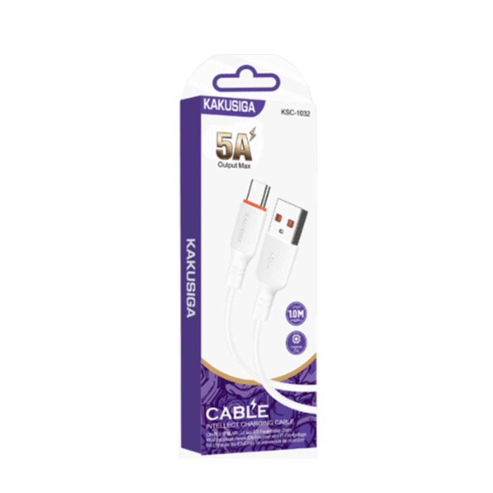 KAKUSIGA KSC-1032 Charging And DATA 1M CABLE USB To Type-C 5A - Color: White