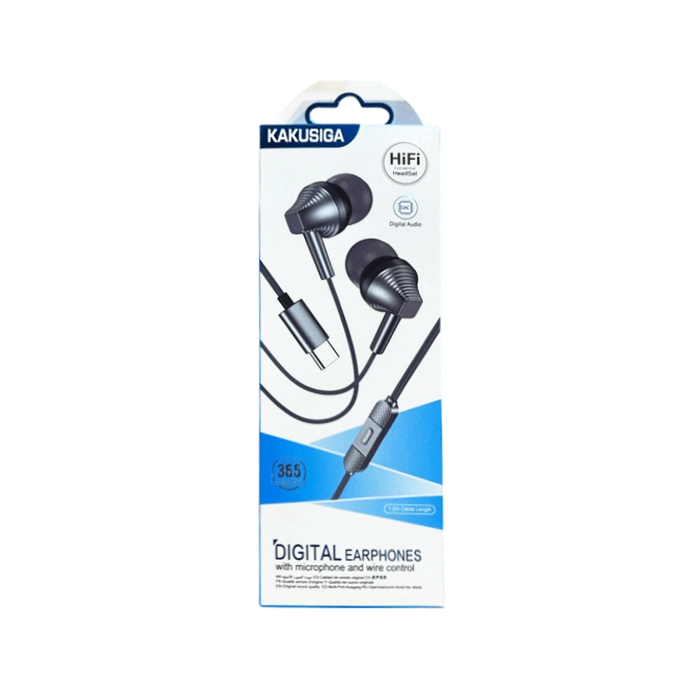 KAKUSIGA KSC-1309 in-Ear Wired Type-C Universal Earphone With Mic - Color: Silver
