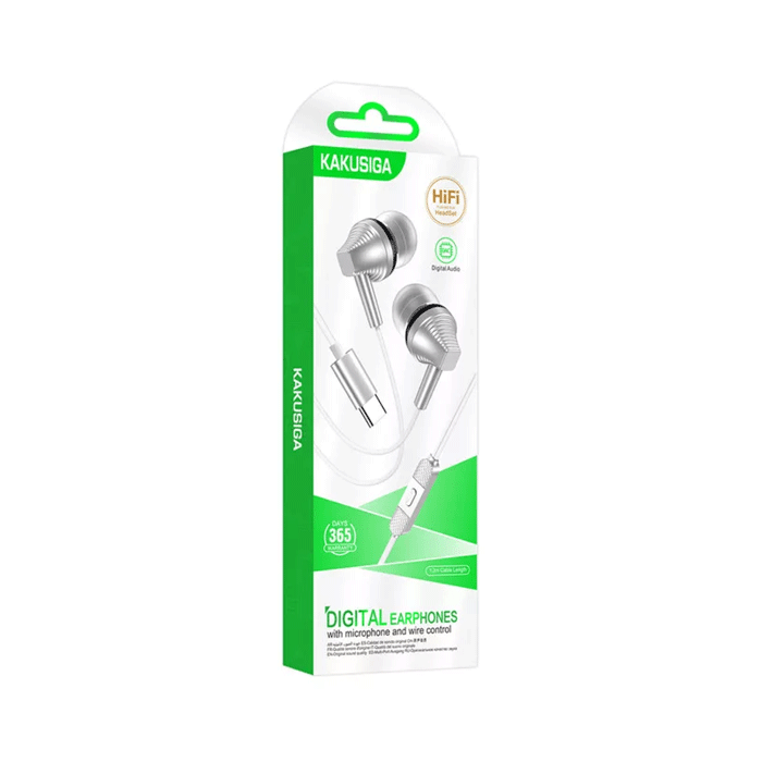 KAKUSIGA KSC-1309 in-Ear Wired Type-C Universal Earphone With Mic - Color: White
