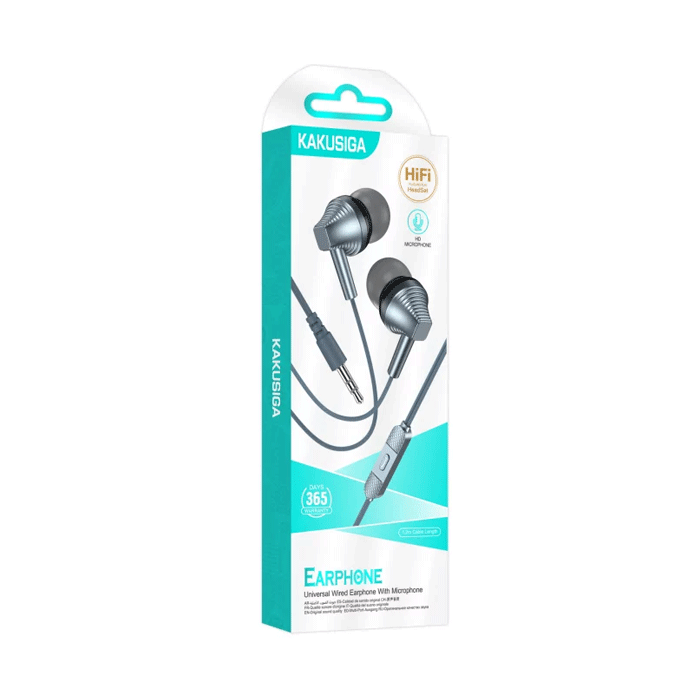KAKUSIGA KSC-1310 in-Ear Wired 3.5mm Universal Earphone With Mic - Color: Silver
