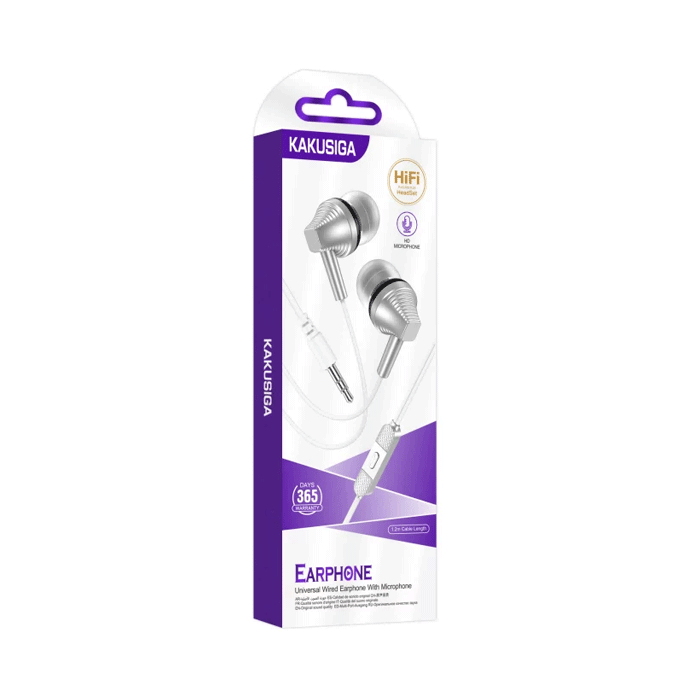 KAKUSIGA KSC-1310 in-Ear Wired 3.5mm Universal Earphone With Mic - Color: White