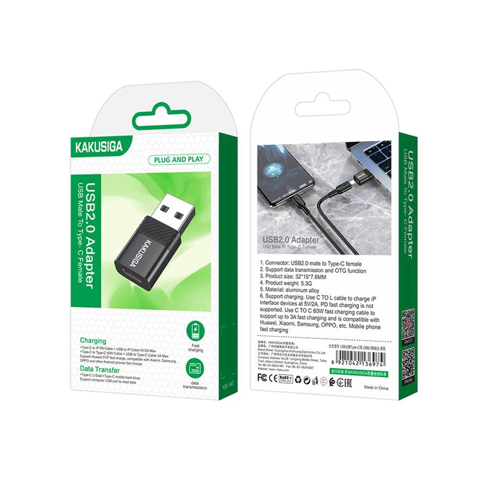 KAKUSIGA KSC-1407 Adapter OTG USB Male To Type-C Female