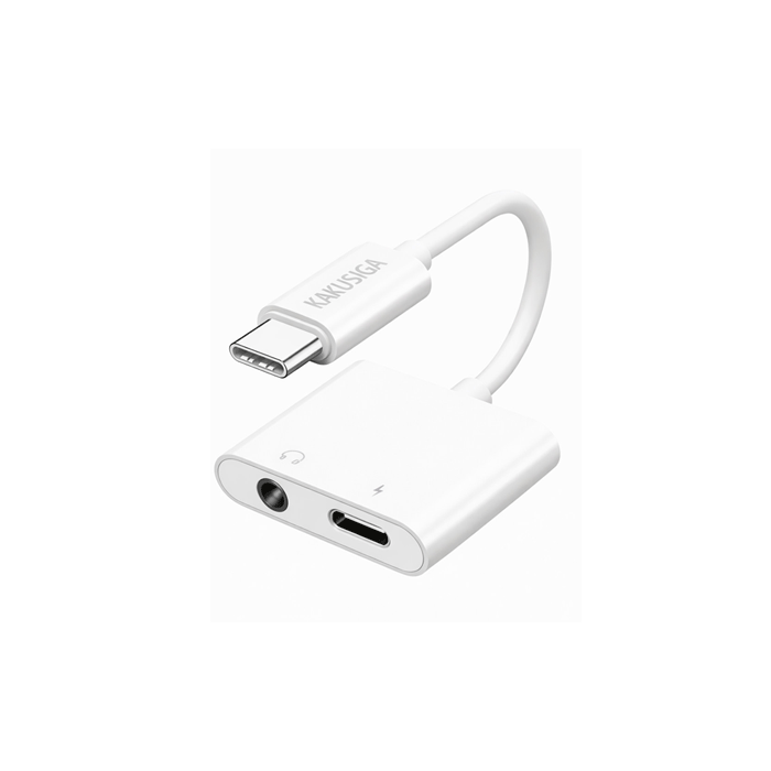 KAKUSIGA KSC-1427 Converter Type-C Male To Type-C And AUX 3.5mm Adaptor - Color : White