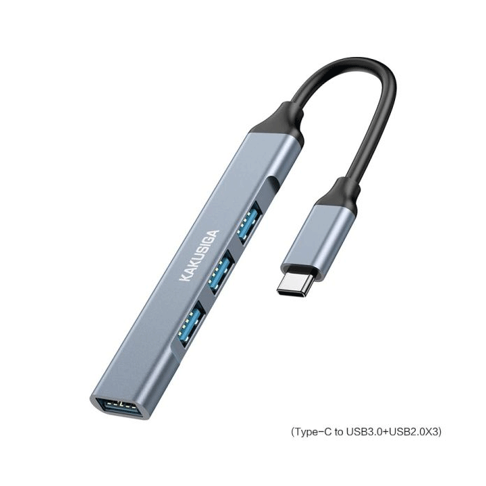 KSC-1429 Converter USB-C ΣΕ USB 3.0 Και USB 2.0*3 Adaptor 4 IN 1 With Cable 6cm - Color : Black