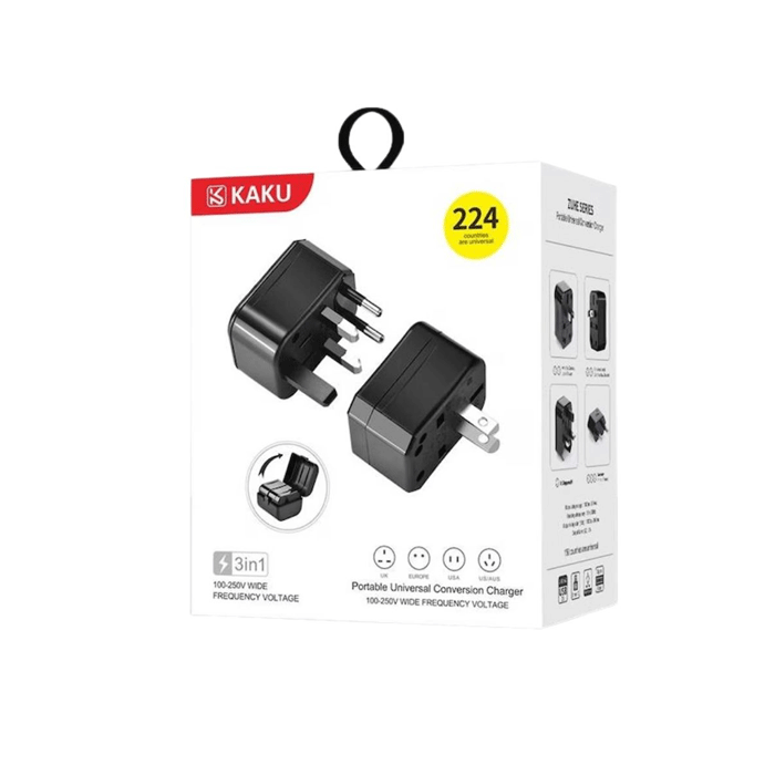 KAKUSIGA KSC-174 Portable Universal Conversion Plug Charger 3 In 1 Adapter - Color : Black