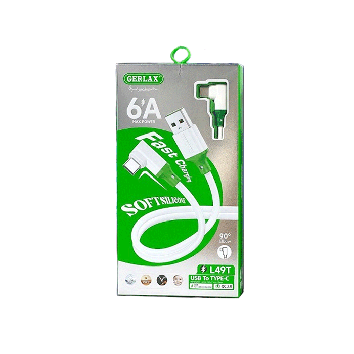 GERLAX L49T Charging And DATA CABLE USB Το Type-C 6A - Color: White