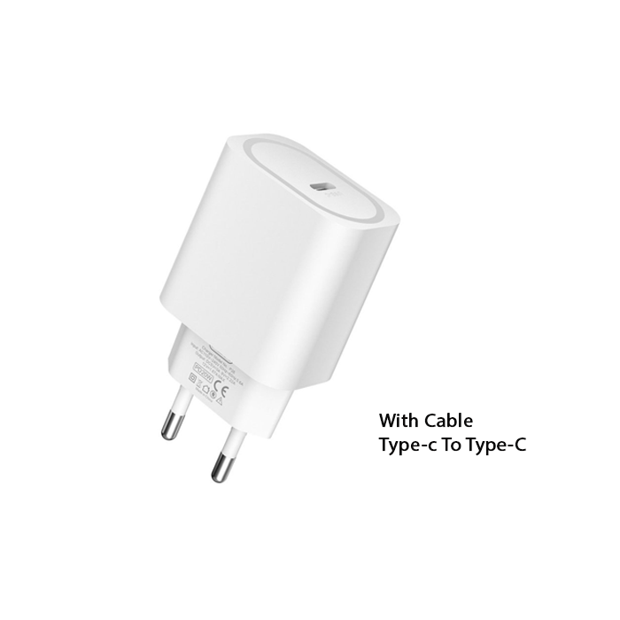 PZX P26 Charger With 1 Port Type-C 20W With Cable Type-C To Type-C - Color: White