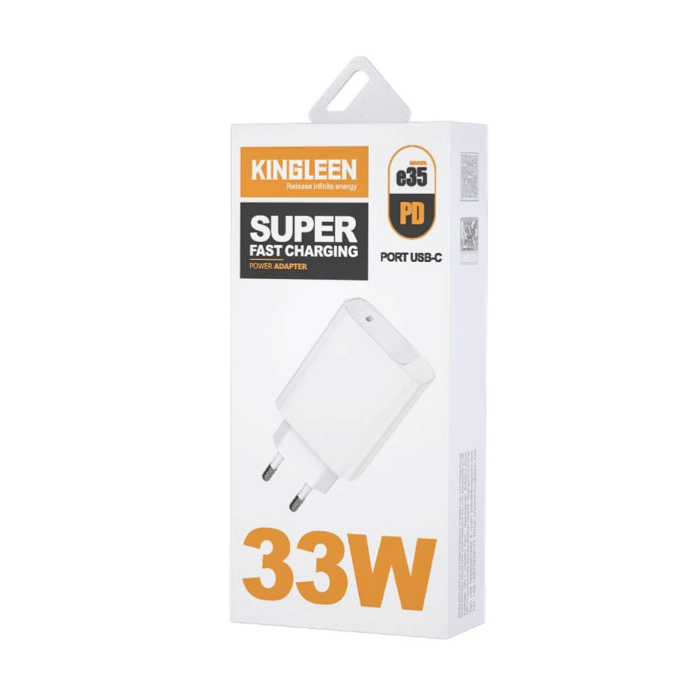 KINGLEEN E35 Mobile Charger 33W With Type-C Port - Color: White