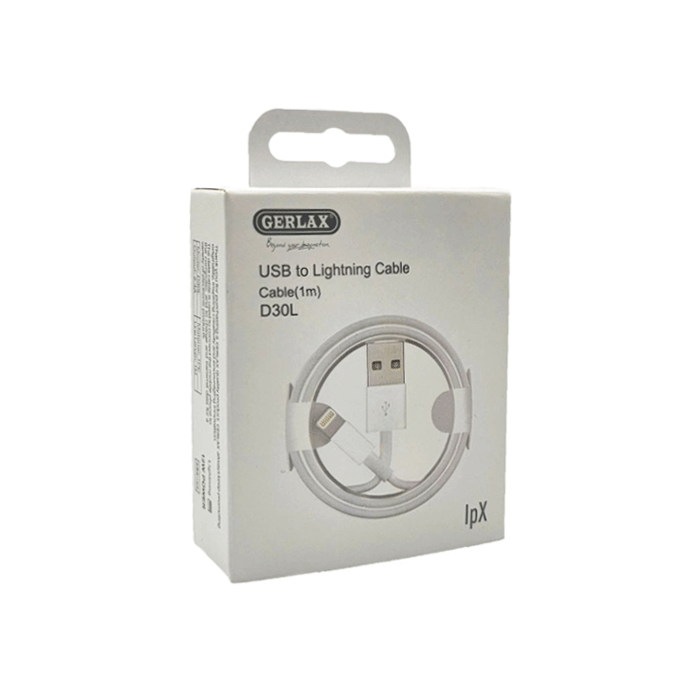 GERLAX D30L Charging Cable USB σε Lightning 1m - Color: White