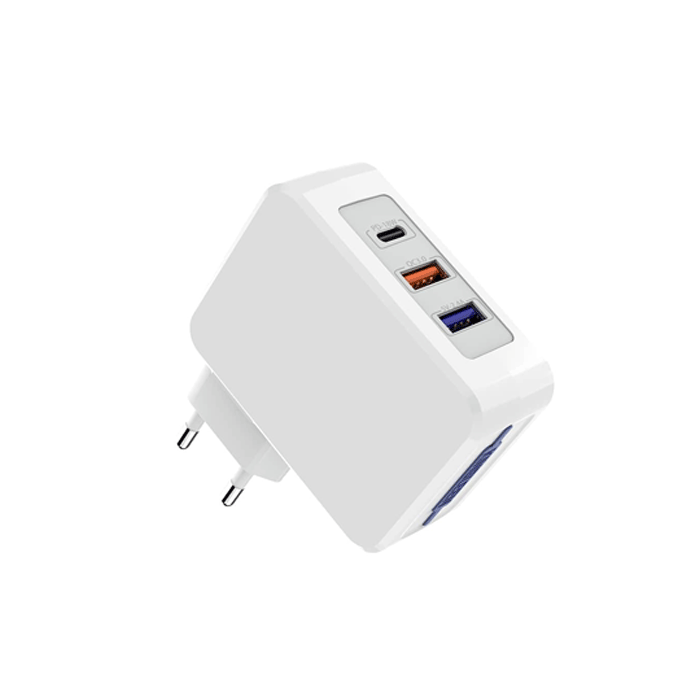 Kingleen PD862 Mobile Charger 2 USB-A Ports And 1 TYPE C Port PD 18W - Color: White