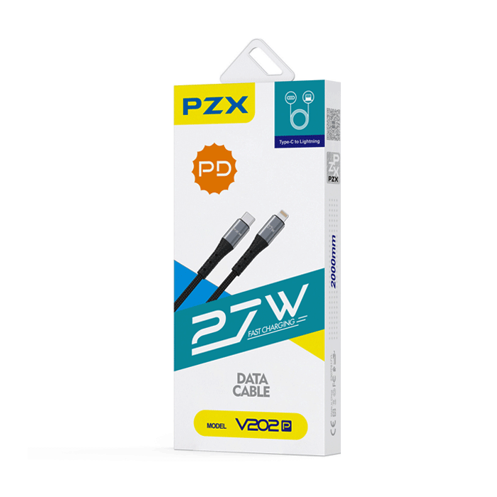 PZX V202P Charging And DATA 2M CABLE Type-C To Lightning PD27W - Color: Black