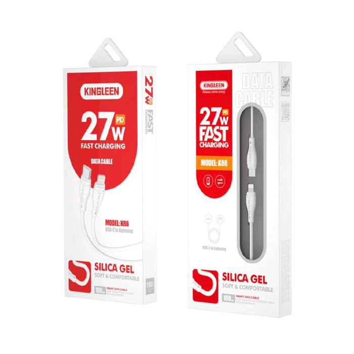 KINGLEEN K86 Charging And DATA 1M CABLE Type-C To Lightning 27W - Color: White