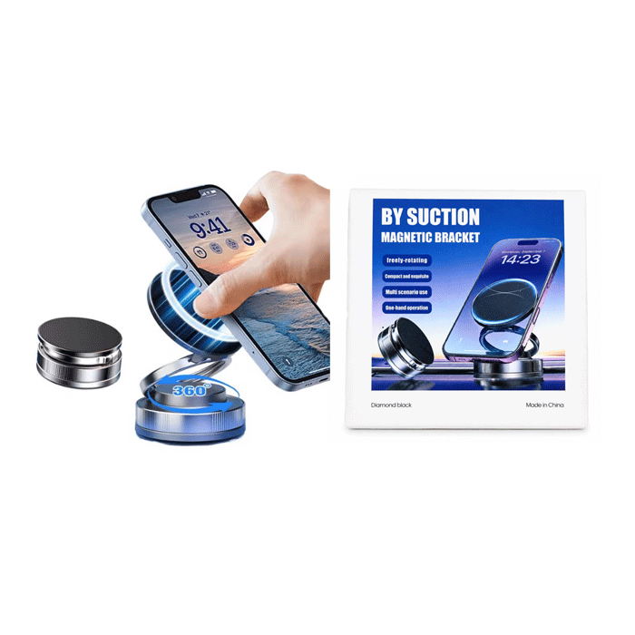 Stable 360° Rotating Magnetic Bracket Phone Holder - Color: Black