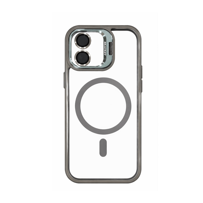 New Magsafe Back Cover For Iphone 17 With Camera Lens and Stand - Color : Grey