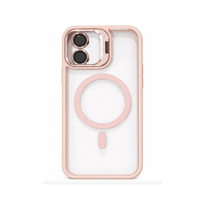 New Magsafe Back Cover For Iphone 17 With Camera Lens and Stand - Color : Pink