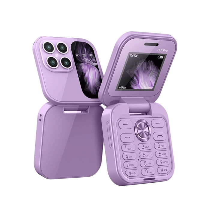I17 Pro Mini Mobile Phone Foldable 2 SIM cards and with radio - Color : Purple