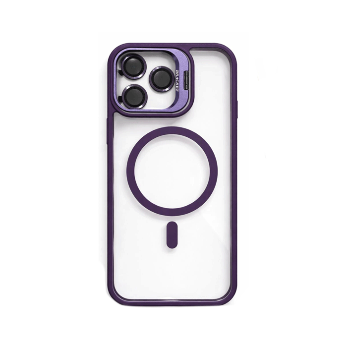 New Magsafe Back Cover For Iphone 17 Pro Max With Camera Lens and Stand - Color : Purple