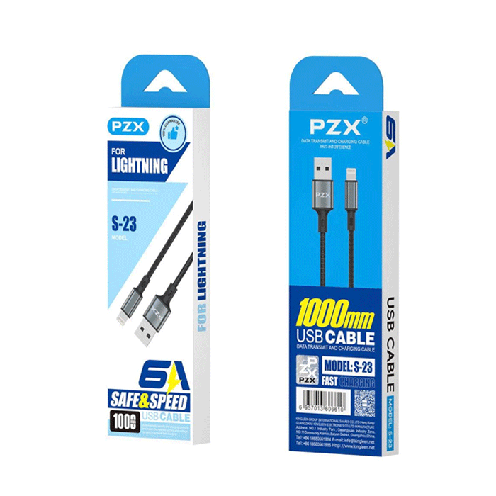 PZX S-23 Fast Charging And DATA 1M CABLE USB Το Lightning 6A - Color : Black
