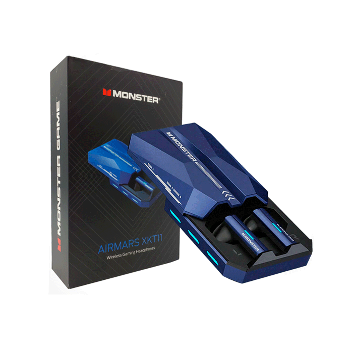 Monster XKT11 TWS Gaming Earbud High Quality Bluetooth Earphones With Charging Case - Color : Dark Blue